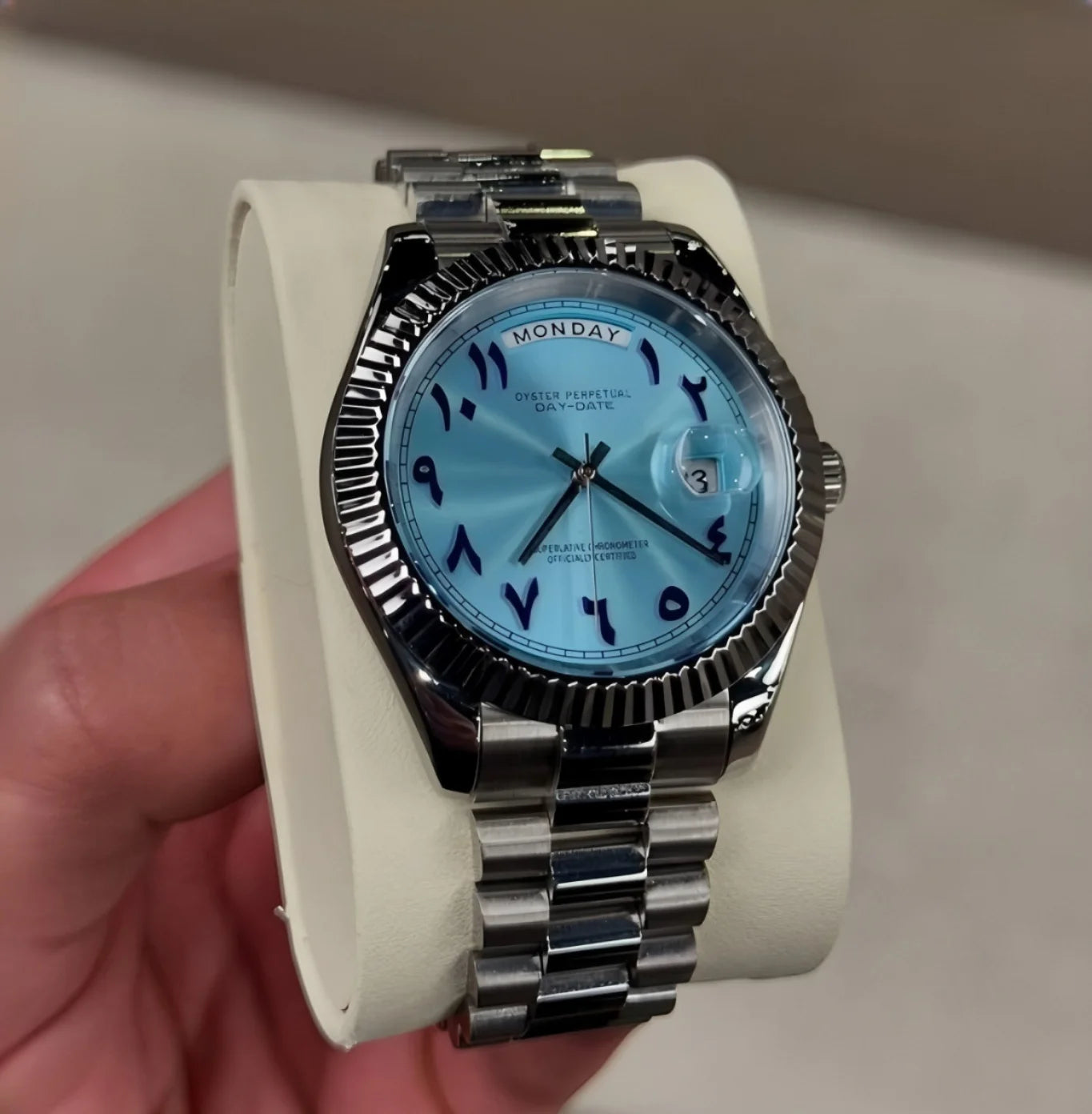 SEIKO MODS Dayjust Silver Blue Watch