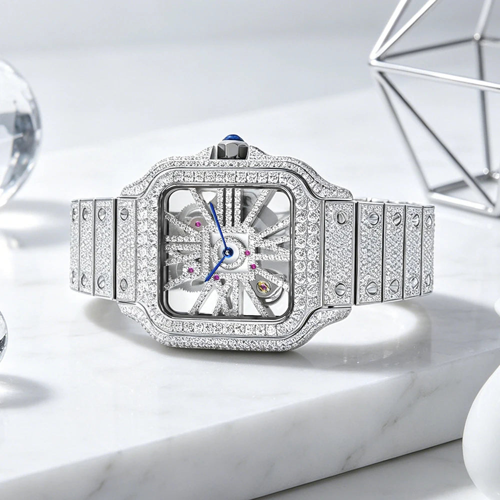 LUXVANE SKELETON MOISSANITE QUARTZ WATCH