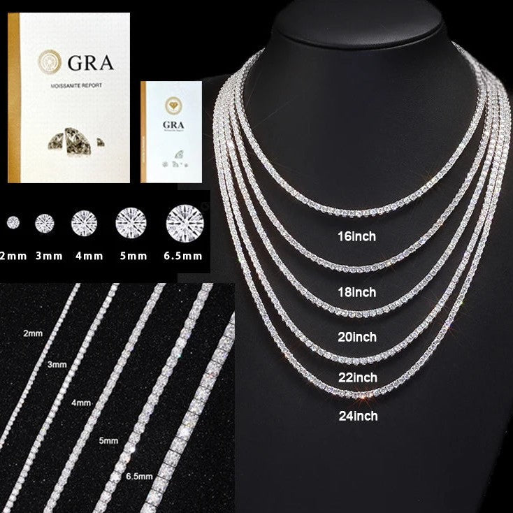 LUXVANE MOISSANITE TENNIS CHAIN 925シルバー アイスアウトネックレス