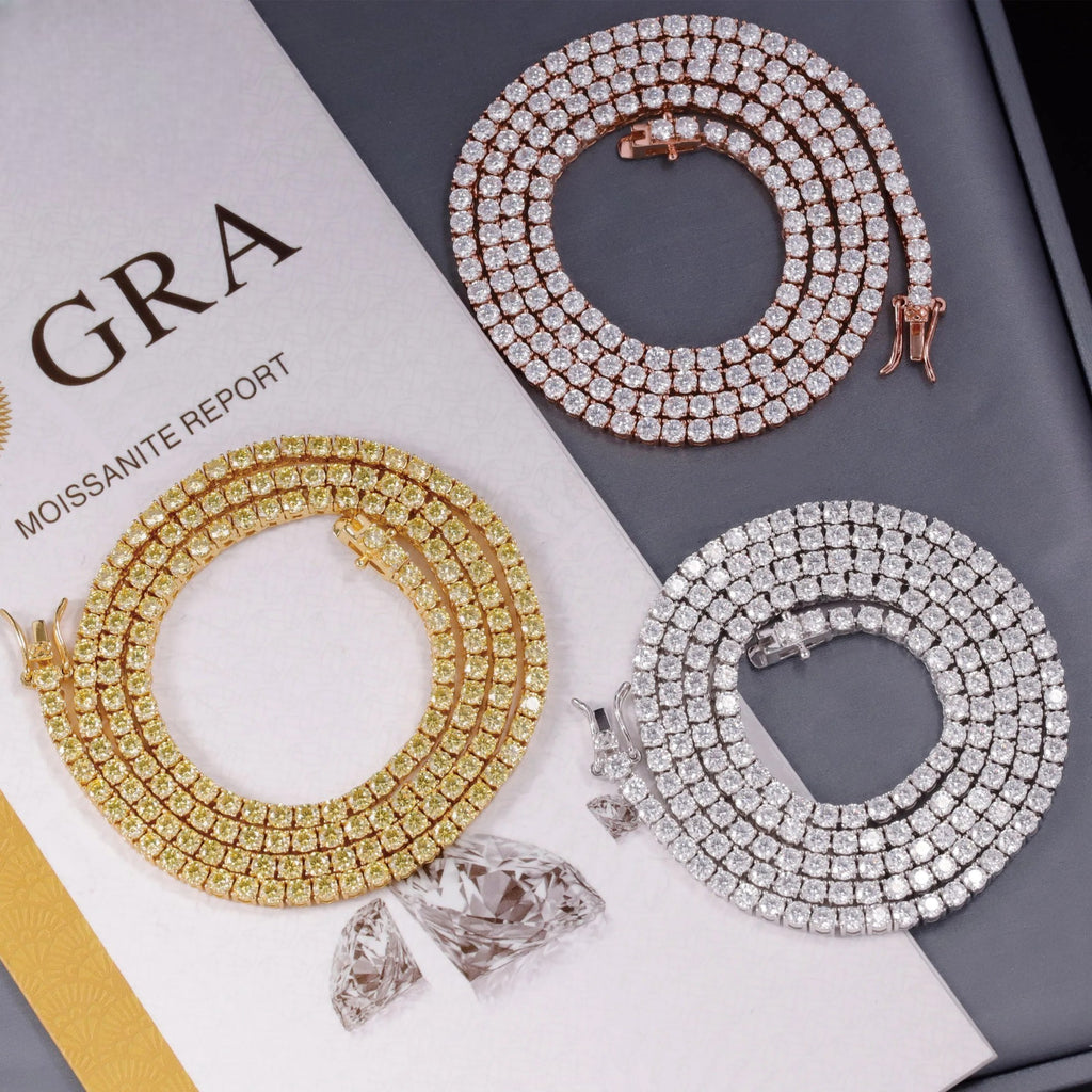LUXVANE MOISSANITE TENNIS CHAIN 925シルバー アイスアウトネックレス
