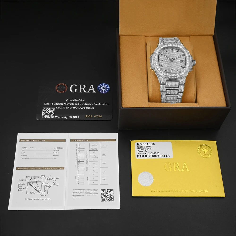 LUXVANE ROYAL ICE MOISSANITE WATCH 5BAR