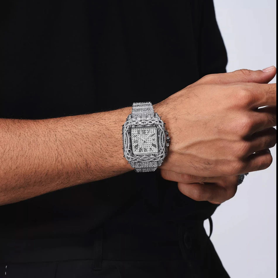 LUXVANE ROMAN ICE SQUARE WATCH