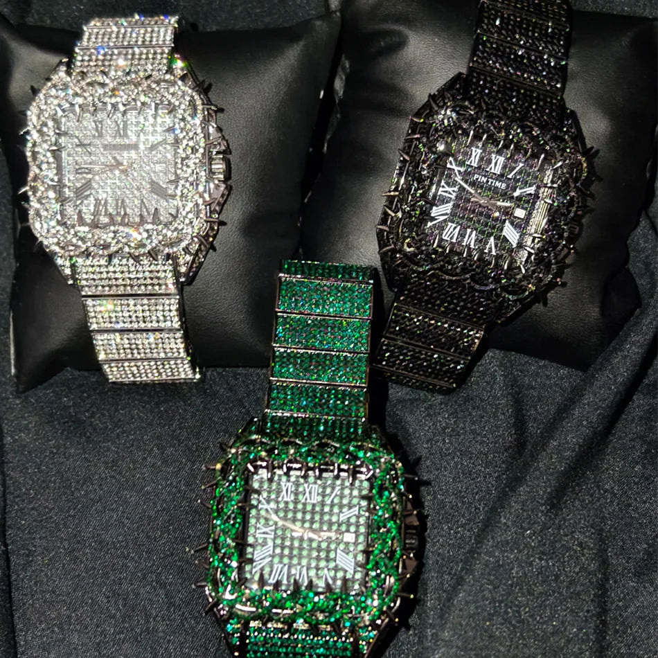 LUXVANE ROMAN ICE SQUARE WATCH