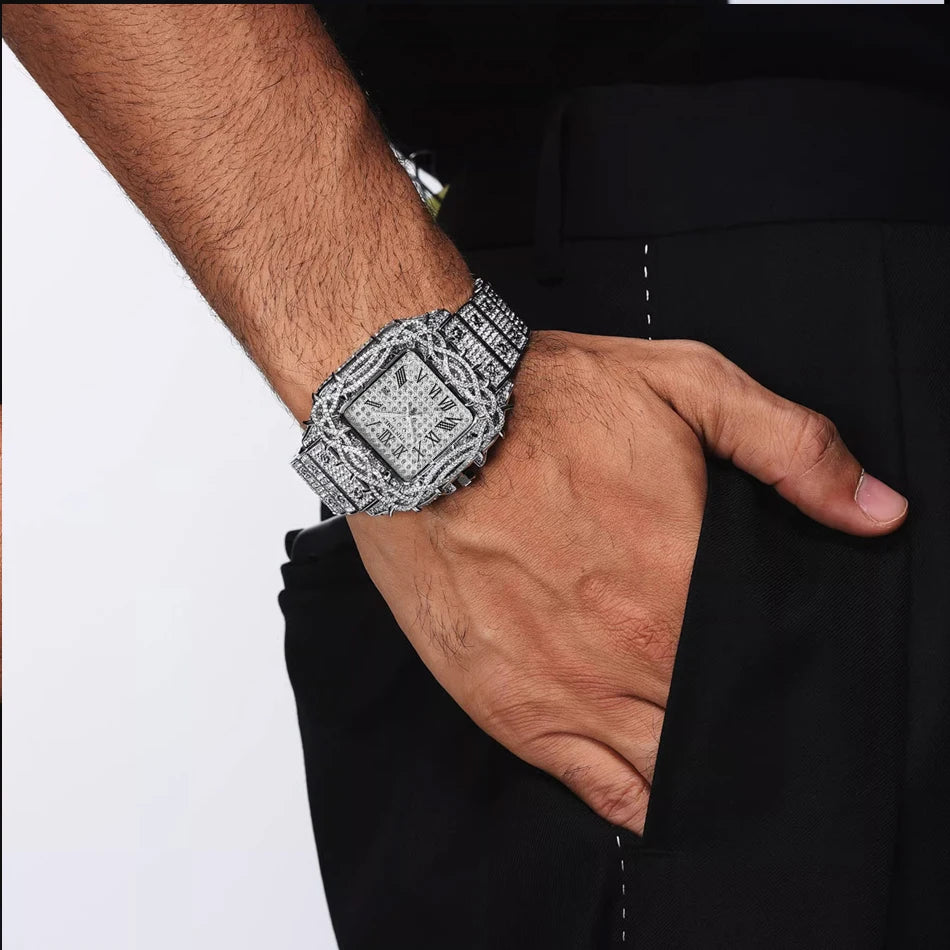 LUXVANE ROMAN ICE SQUARE WATCH