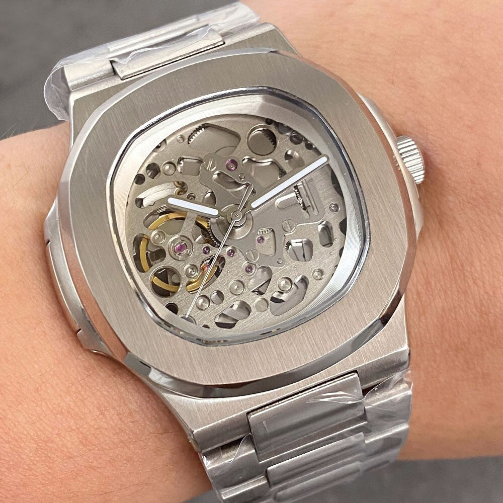 SEIKO MODS Silver Skeleton Nautiluss